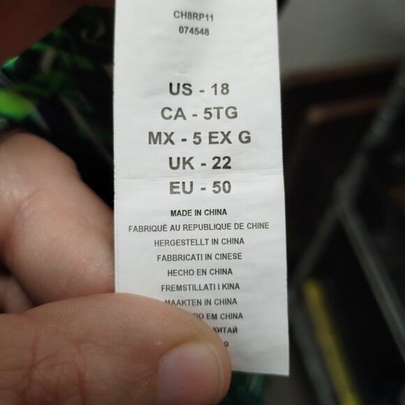 Chaps Women's Size 18 Blue Green Palm Frond Beaded Halter One-Piece Swimsuit - Picture 8 of 9